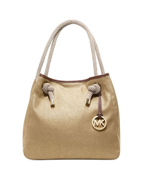 michael kors marina canvas gold anchor grab bag tote handbag|Michael Michael Kors Marina Grab Bag Canvas .